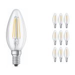 Mehrfachpackung 10x Ledvance CLASSIC LED E14 Kerze Fadenlampe Klar 4W 470lm - 840 | Ersatz für 40W