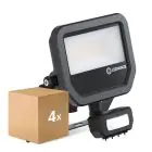Mehrfachpackung 4x Ledvance Led-Scheinwerfer Aluminium Schwarz 17W 2400lm 100D - 840  | IP65 - Bewegungs- und Lichtsensor - Symmetrisch