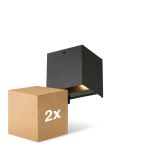 Pack duo D'Lite LED Applique Murale Elingen Aluminium Noir 4.9W 290lm - 830 Blanc Chaud | Détecteur De Lumière